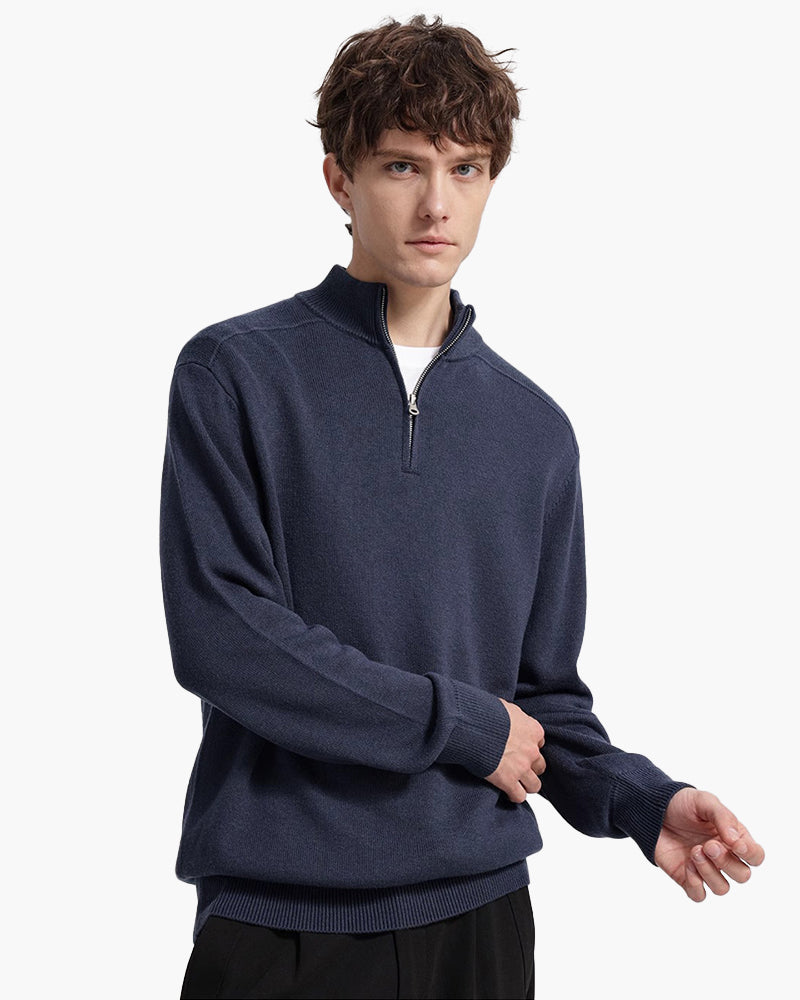 100% Merino Wolle Pullover mit Reißverschluss