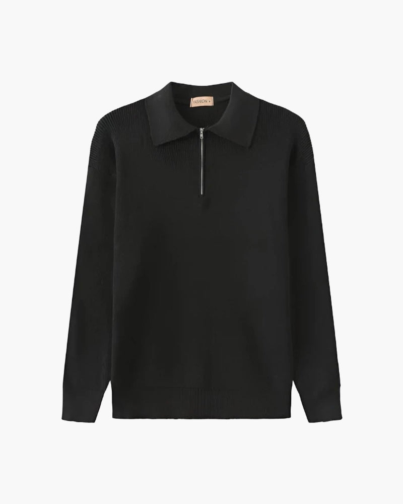 Cesare Pullover mit Halbreißverschluss
