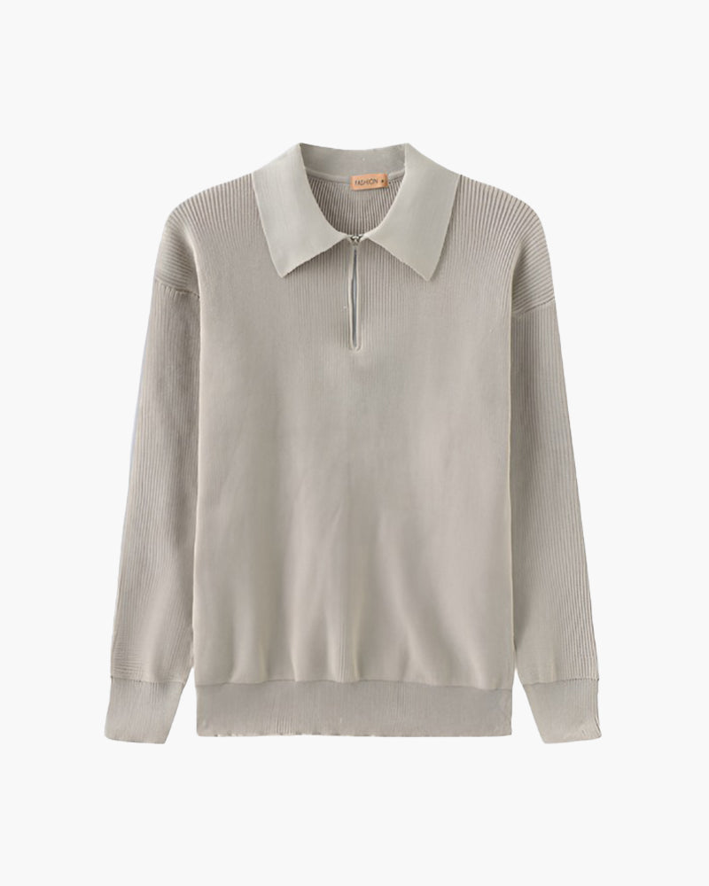 Cesare Pullover mit Halbreißverschluss