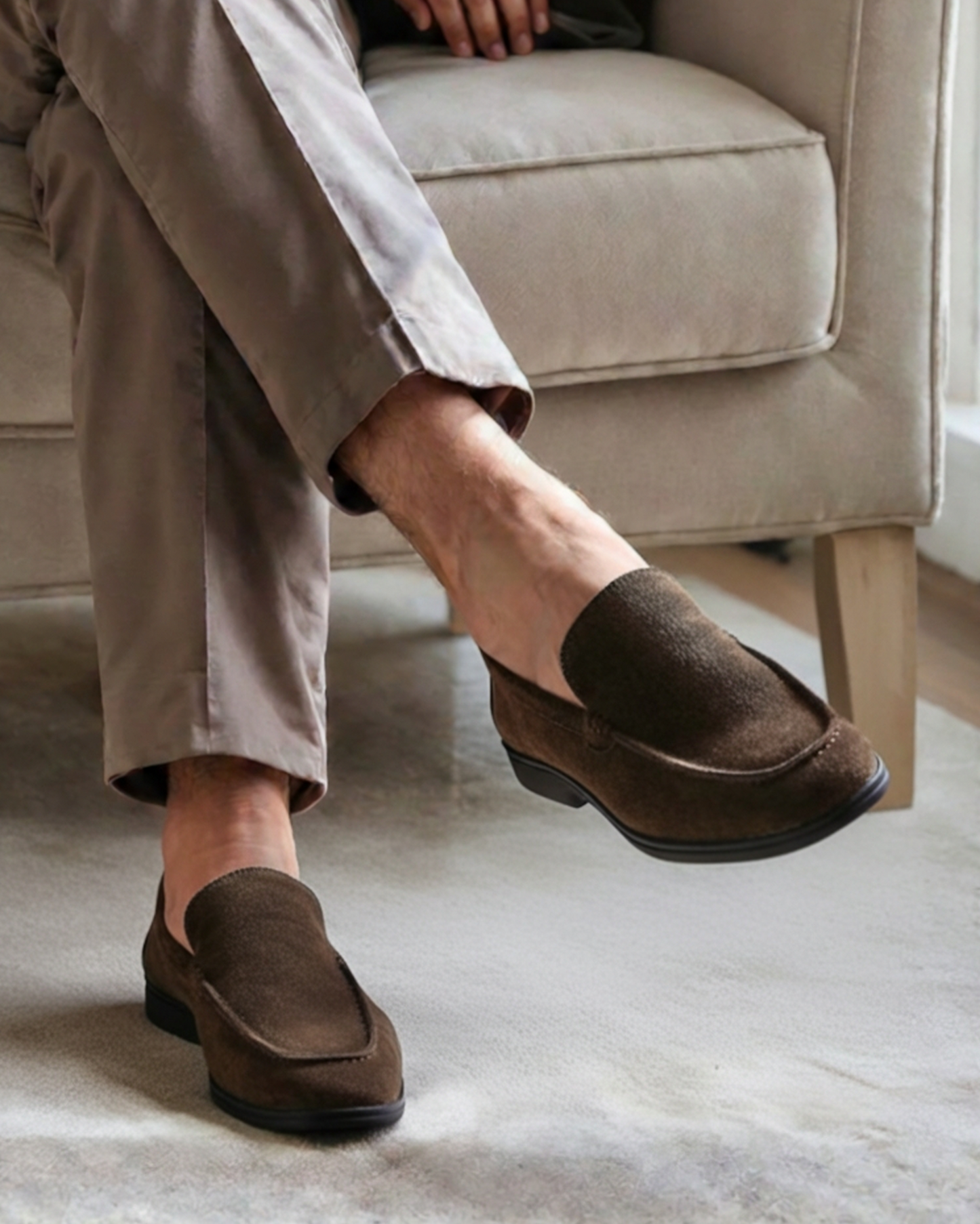 Premium Wildleder Loafer - Schwarze Sohlen