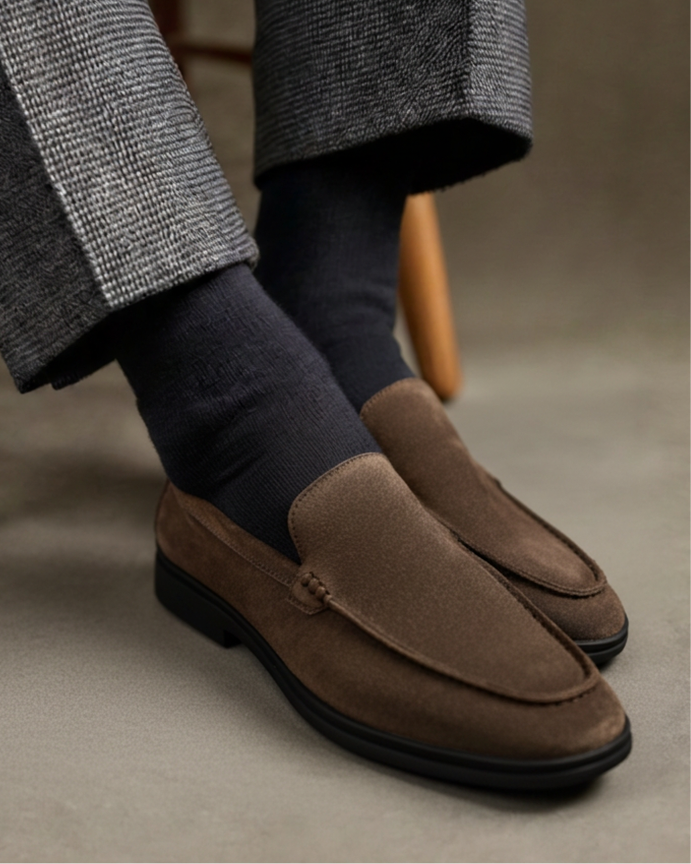 Premium Wildleder Loafer - Schwarze Sohlen