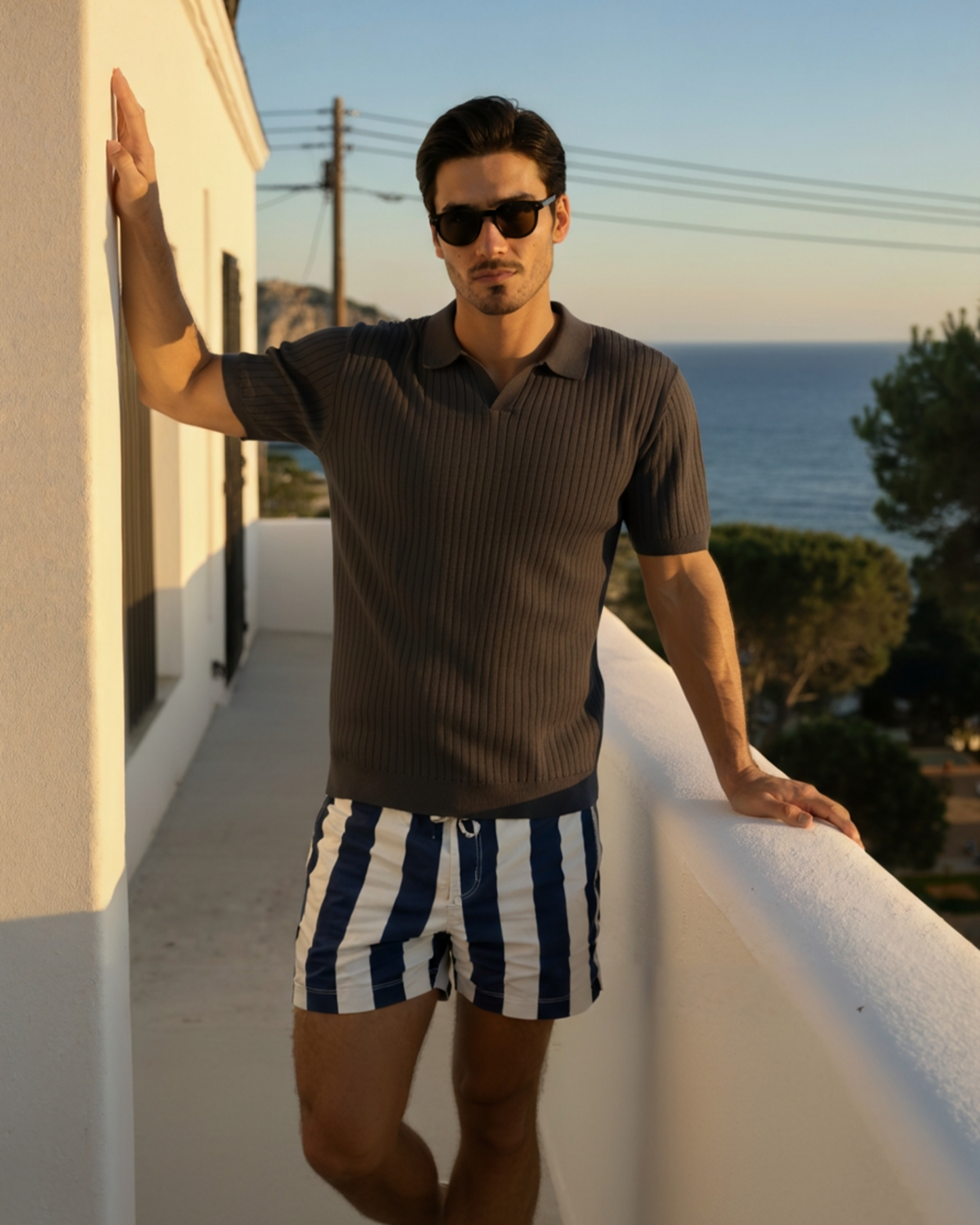 Premium Geripptes Polo
